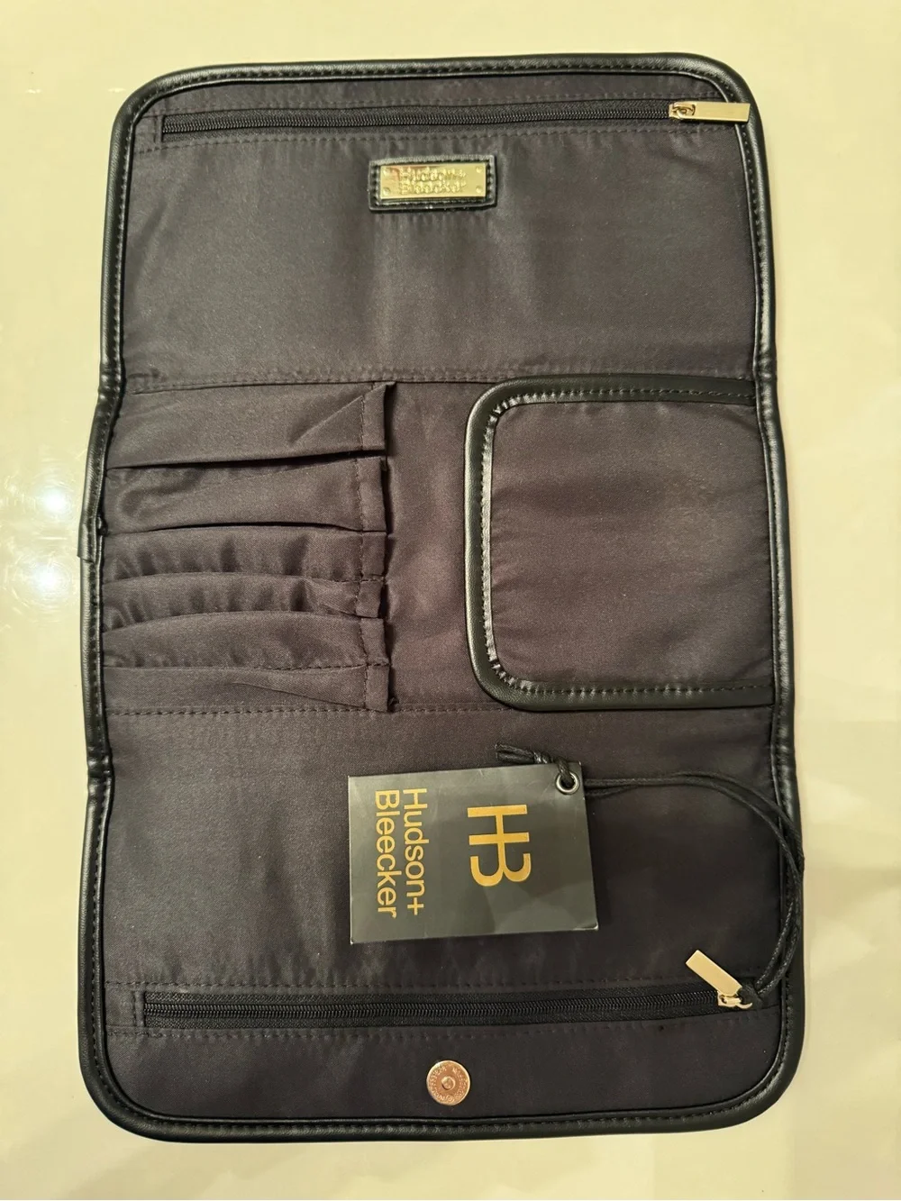 Hudson + Bleecker Cosmetic Brush Bag Rose Gold Black Travel Organizer NWT